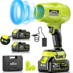 580000RPM Cordless Leaf Blower, 21V Handheld with 2×4.0Ah Batteries & Fast Charger, Lightweight Turbo Jet for Lawn, Yard, Garage