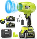 580000RPM Cordless Leaf Blower, 21V Handheld with 2×4.0Ah Batteries & Fast Charger, Lightweight Turbo Jet for Lawn, Yard, Garage