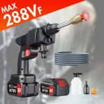 Portable Cordless Car High Pressure Washer Water Wash Cleaner Gun 26bar With 2Pcs 1200mah Battery