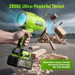580000RPM Cordless Leaf Blower, 21V Handheld with 2×4.0Ah Batteries & Fast Charger, Lightweight Turbo Jet for Lawn, Yard, Garage - Image 2