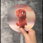 3D Lenticular Cartoon Hand Fan - Funny Red Dog Meme