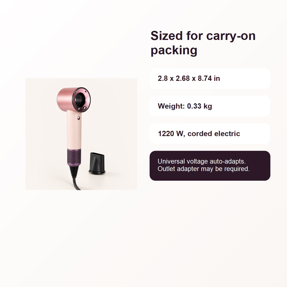 Dyson Supersonic Travel universal voltage feature