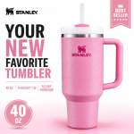 STANLEY Quencher H2.0 FlowState Stainless Steel Vacuum Insulated Tumbler with Handle and Straw, 40 oz (Peony)