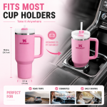 STANLEY Quencher H2.0 FlowState Stainless Steel Vacuum Insulated Tumbler with Handle and Straw, 40 oz (Peony) - Image 5